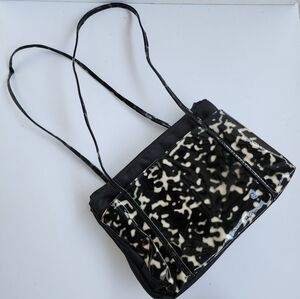Vintage Black White Marble Animal Print Shoulder Bag